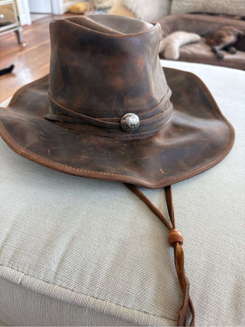 Mens/ Women’s HIH Henschel hat Brown Leather Outback Hat leather brown
